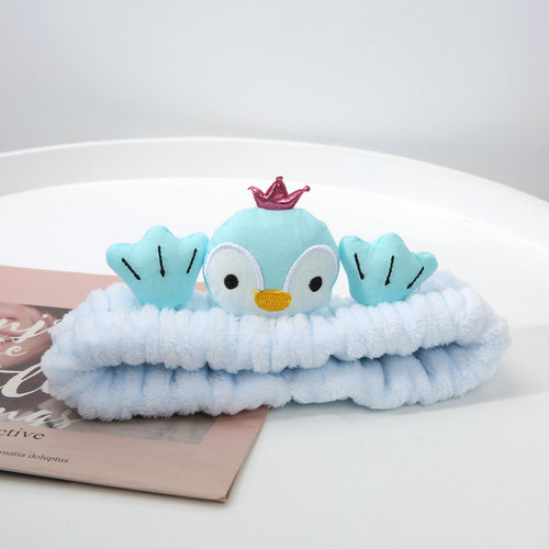 Korean version cute 3D cartoon penguin with legs hair tie face wash makeup headband fashionable girls flannel hair tie