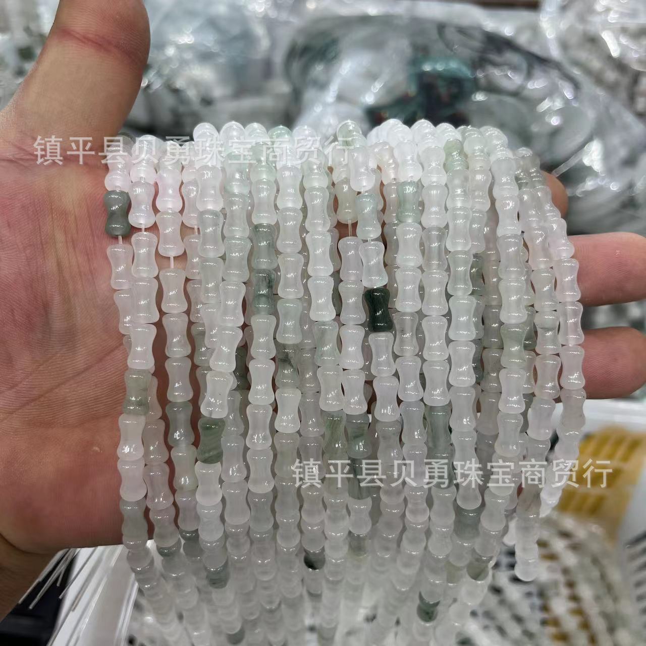 天然天山翠散珠 半成品天然冰翠圓珠子diy手鍊手持手工飾品配件