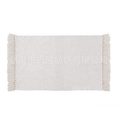 rug, bedroom bedside rug, cotton-woven | Avtomobil döşəmə paspasları - twill-white-tassels-60x90cm