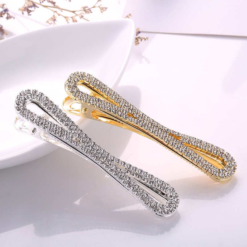 Korean style 8-word rhinestone duckbill clip exquisite shiny diamond inlaid hairpin side clip BB clip wholesale