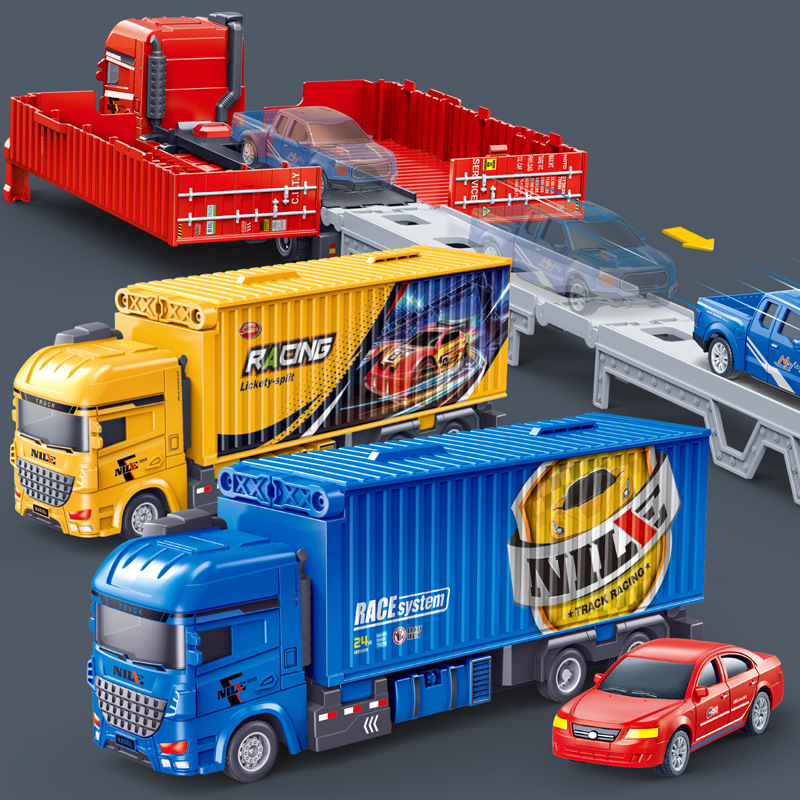 Children's Transforming Ejection Track Toy Folding Storage Transport Vehicle Cargo Car Inertia Car Boy Toy Car