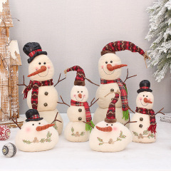小さな卸売リネン機械刺繍パターン長い鼻雪だるま人形クリスマス新年の装飾装飾品