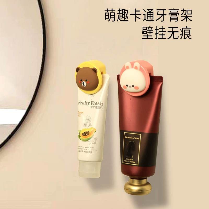 1 заказ мультяшный держатель для зубной пасты, подвесная полка для хранения без ударов, держатель для очищающего средства для лица, бесследная клейкая наклейка для хранения косметики, подвесная