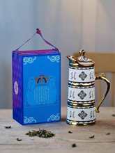 蒙古餐具鲜奶壶奶茶壶马奶酒壶陶瓷印花民族特色壶1.5升用