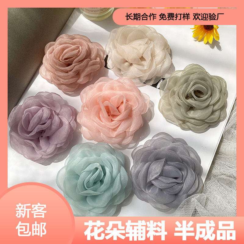 Japanese and Korean New Exquisite Fabric Floral Hairpin Hair Clip Beach Aesthetic Headwear Camellia Series Ins Simple Japanese and Korean New Exquisite Fabric Floral Hairpin Hair Clip Beach Aesthetic Headwear Camellia Series Ins Simple