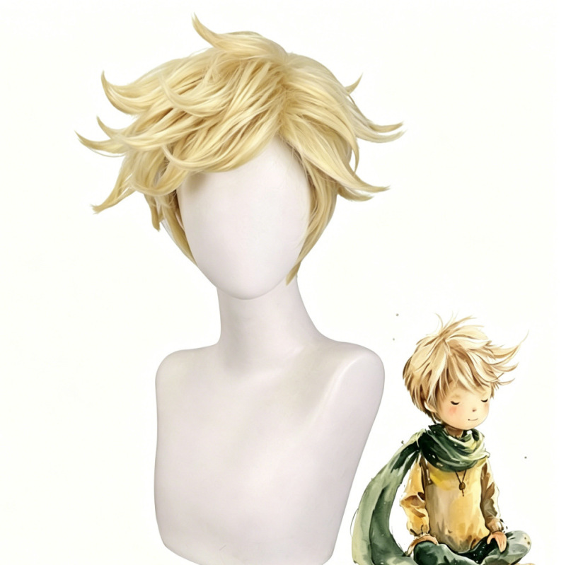 Le Petit Prince Little Prince Cosplay Wig Light Golden Color Short Hair with Upturned Ends for Children Boys Cosplay Wig