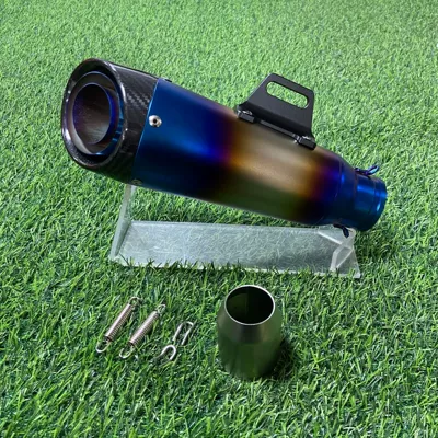 Motorcycle exhaust pipe, Pipe Refitting SC Two-Layer - three-layer-half-blue-carbon-fiber-head-blue-tail-51mm