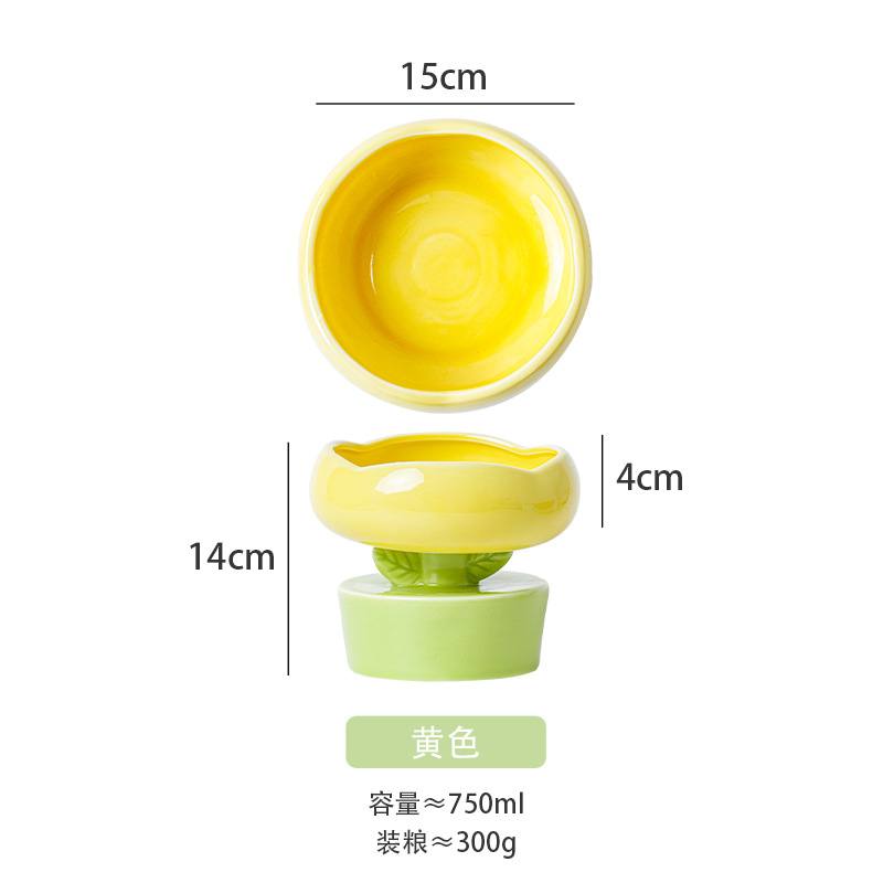 Nueva mascota de cerámica gato alto pie cuello protección gato cuenca alto pie agua potable gran diámetro tazón gato comida vajilla al por mayor suministros
