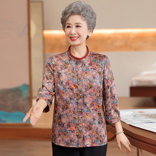 Light Luxury Shirts for the Elderly, Grandma Summer Clothes, 2025 New Chinese Style Mom Shirts, Old Lady Clothes for the Elderly