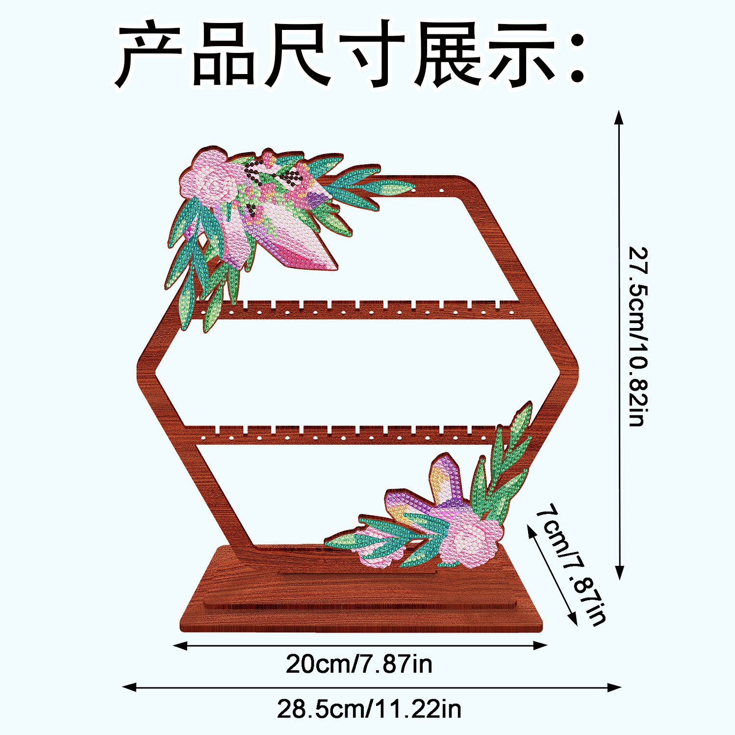 Explosiones transfronterizas de pintura de diamantes perimetral joyas retro hechas a mano estante de exhibición de almacenamiento collar pendientes joyas estante de madera al por mayor