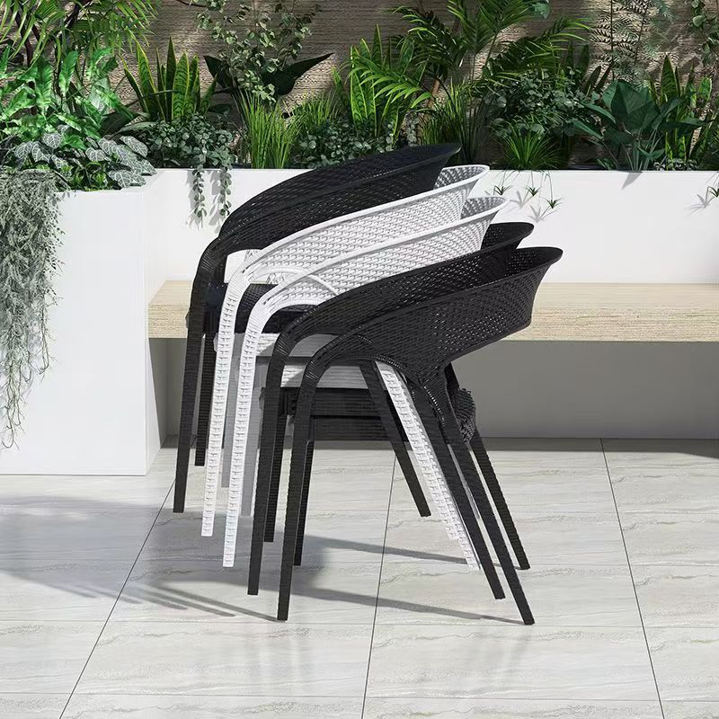 户外体闲椅室外仿藤椅防水靠背椅商用餐椅花园茶椅塑料椅