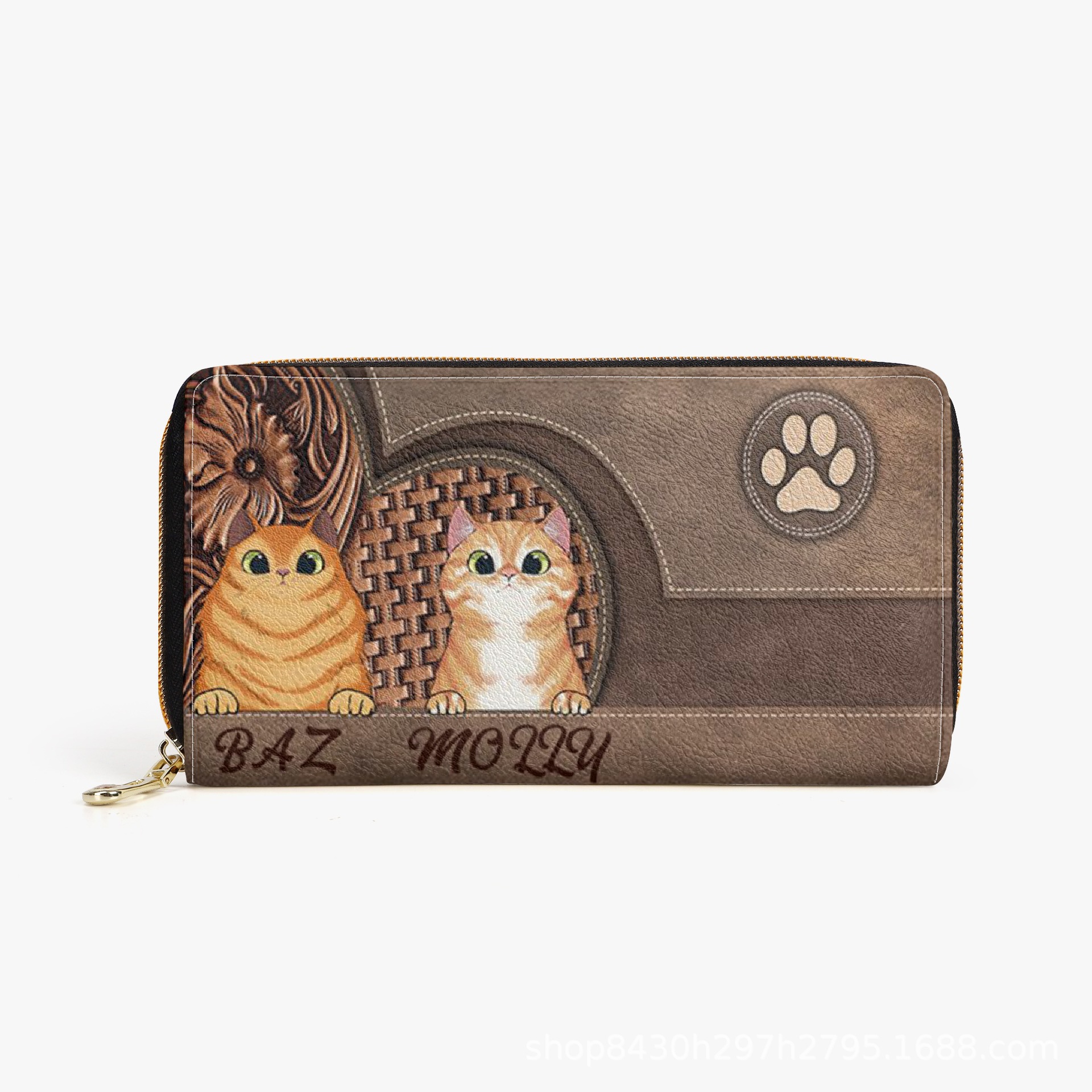 獨(dú)立站新款長款拉鏈錢包輕便多卡位手拿包零錢包來圖定 制可代發(fā)