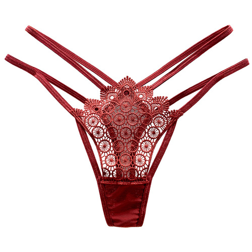 Cross hollow retro embroidered thong women's thin see-through mesh low-waist thin strap seductive sexy underwear 2280