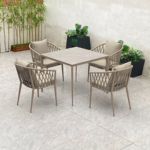 户外桌椅酒店民宿庭院设计师编绳桌椅休闲北欧创意藤编桌椅组合