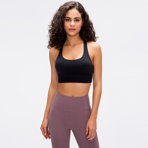 Cross-border new style nude sports bra for women with cross-shoulder straps, beautiful back, yoga running, fitness sports bra bra