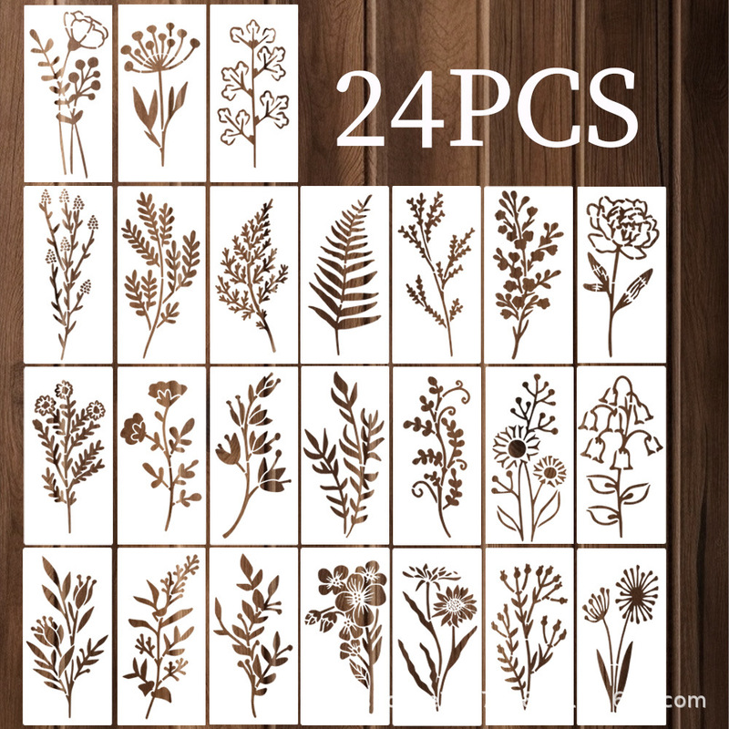 Cross-border flower painting template PET material washable DIY wall painting decorative spray hollow drawing board