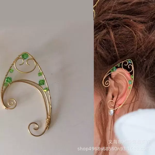 New hand-woven Amazon bestseller European and American cross-border ear clips, non-pierced earrings, green vintage style