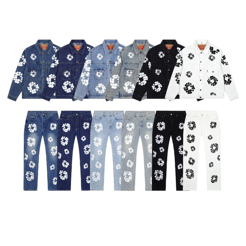 European and American High Street Kapok Print Denim Jacket Trendy Hip-Hop Street Pants Loose Retro Unisex Jacket European and American High Street Kapok Print Denim Jacket Trendy Hip-Hop Street Pants Loose Retro Unisex Jacket