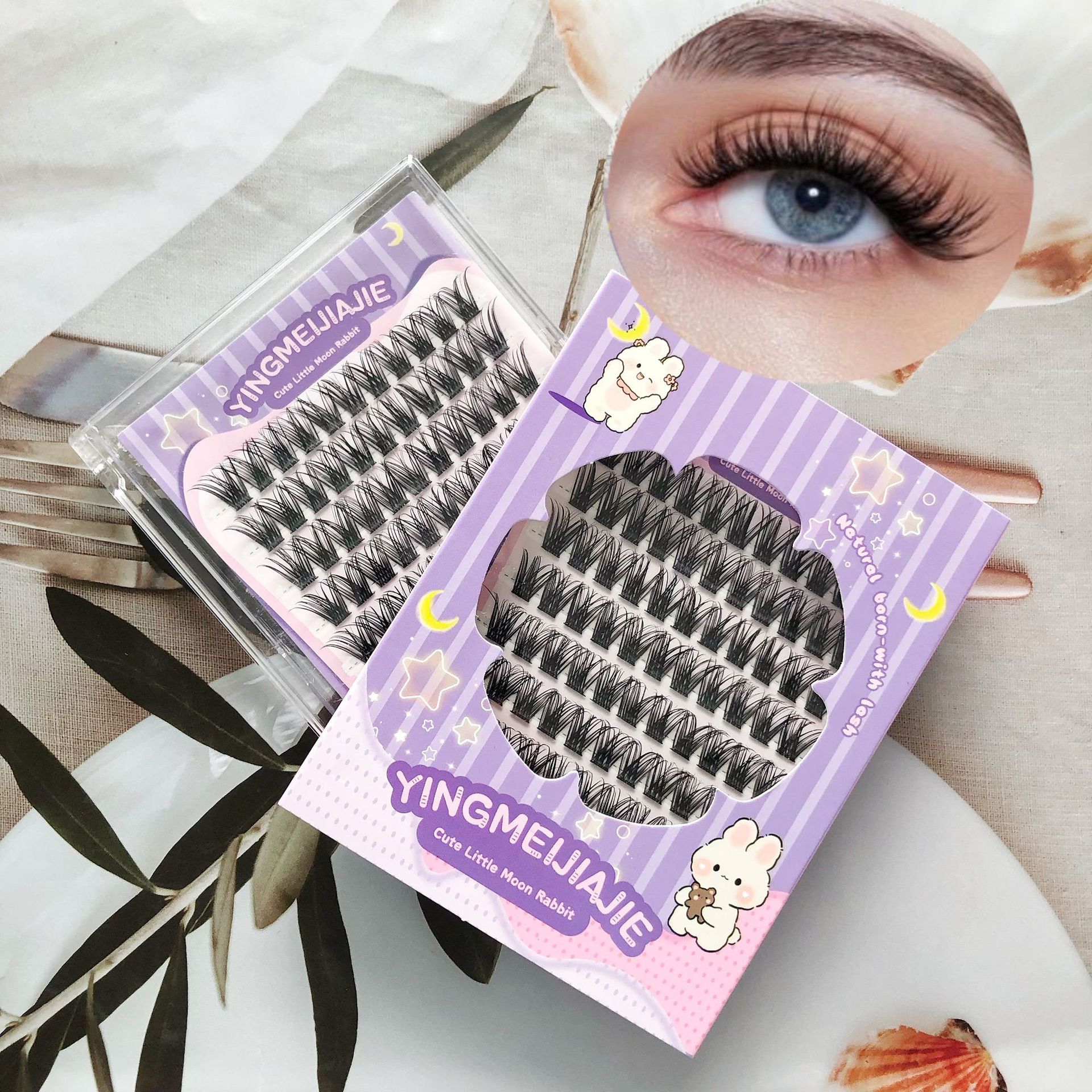 Caja de regalo de pestañas falsas transfronterizas empaquetadas ocho filas YF29 densas pestañas de un solo rayo de pestañas de cómic sin pegamento pestañas falsas