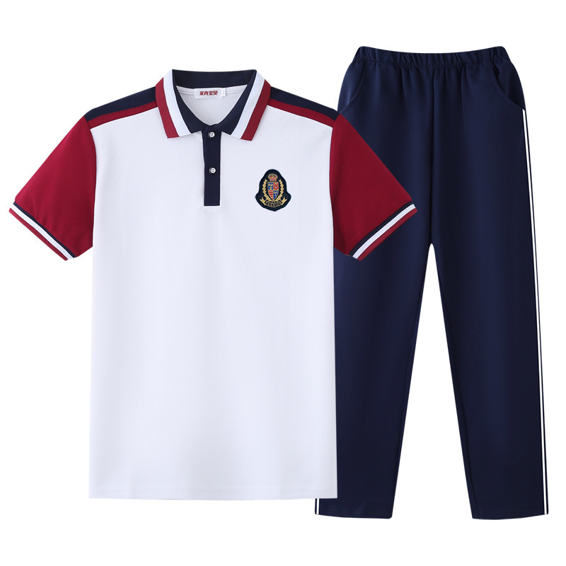 Middle School Students' School Uniform suit Summer Short-sleeved T-shirt Class Uniform Academic Style Primary School Students' Kindergarten Garden Uniform Summer Uniform 1602