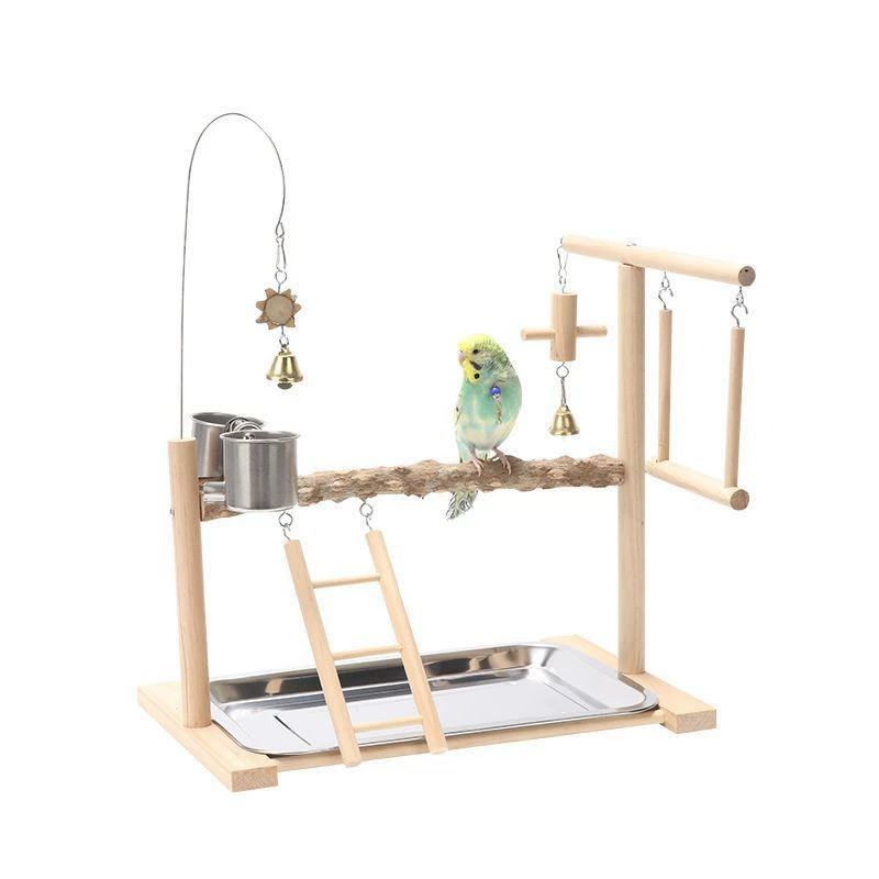 Деревянная подставка-лежанка для попугаев с цепочкой для ног, лестницей, интерактивной лежанкой для заточки когтей, из массива дерева, из дерева перепелиного дерева.