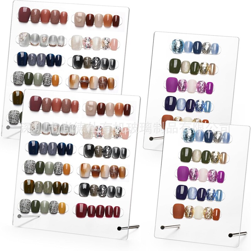 4 Pcs Clear Acrylic Nail Art Display Board, Acrylic False Nail Tips Sample Display Stand 2 Big 2 Small Size 4 Pcs Clear Acrylic Nail Art Display Board, Acrylic False Nail Tips Sample Display Stand 2 Big 2 Small Size
