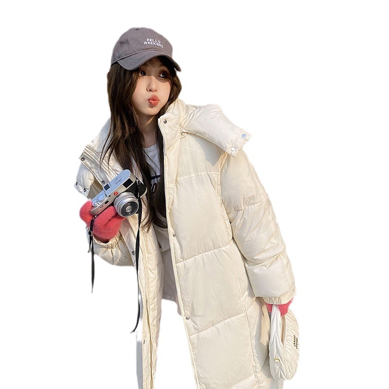 Invierno de nuevo estilo coreano engrosado y suelto con capuzas sobre la rodilla calentamiento de la ropa de pan de algodón