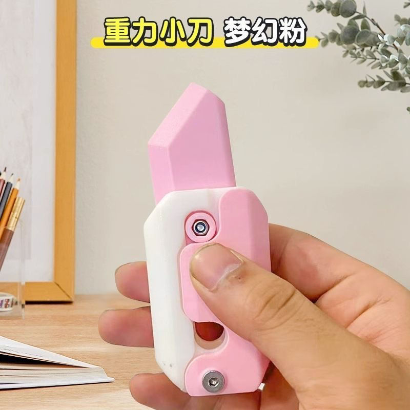 3D de dibujos animados de gravedad patrón de rábano cuchillo luminoso transparente impresión 3D descompresión juguete pareja novias flash cuchillo