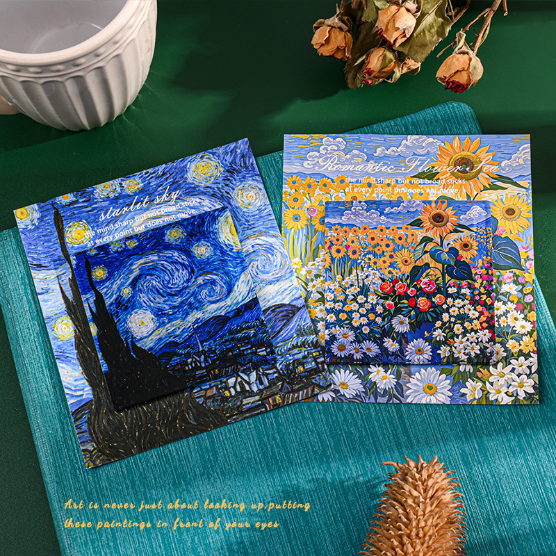 クリエイティブ油絵ゴッホ星月夜日の出印象北欧インアートマグネット装飾世界有名な絵画冷蔵庫マグネット|undefined