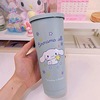 New cartoon pattern straw cup 304 stainless steel INS creative large -capacity dual -layer vacuum ice bully cup