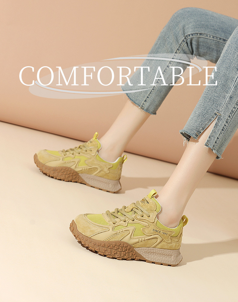 Giày sneaker nữ đế dày phong cách retro Forrest Gump 2025 xuân hè thoáng khí — Màu tím [phiên bản nâng cấp], Xám đậm [Phiên bản nâng cấp], SSC3112EF9 màu nâu, SSC3112EF9màu vàng chi tiết 1