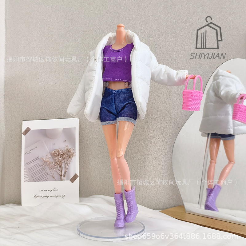 30cm 11inch Dress up Barbie Doll Winter down Jacket Shorts Fashion Baby Clothes Set Accessories Wholesale Foreign Trade