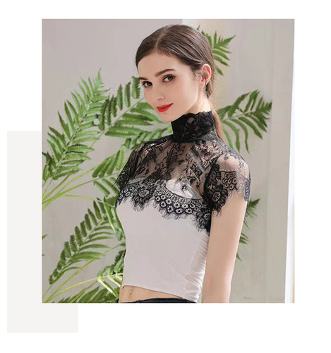 Fake collar for women, versatile fake collar for autumn and winter, multi-functional bottoming, decorative collar, high-grade pullover, lace high collar