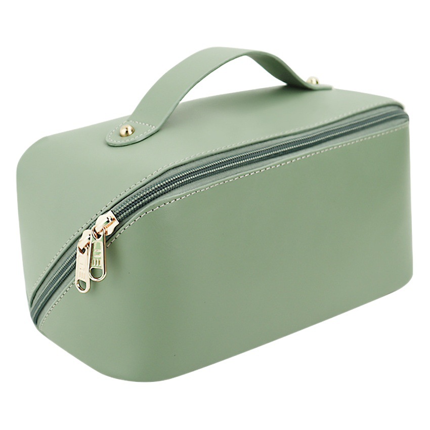 Bolsa de cosméticos de pu transfronteriza cuidadosamente seleccionada, caja de cosméticos portátil de alta calidad de gran capacidad, bolsa de almacenamiento y lavado portátil para mujer