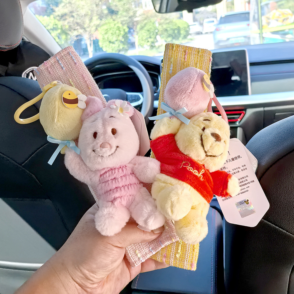 New Winnie the Pooh Doll Cute Shoulder Cover Car Seat Belt Shoulder Cover Plush Car Interior Decoration Supplies