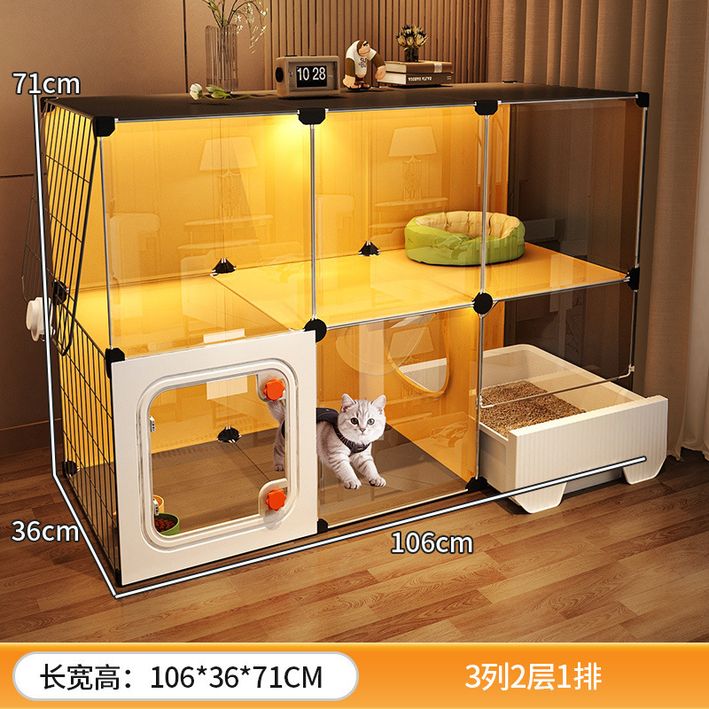 猫ケージ、家庭用屋内猫小屋、猫トイレ一体型、小さなアパート、場所をとらない、1部屋、1リビング、1バスルーム、猫ヴィラ|undefined