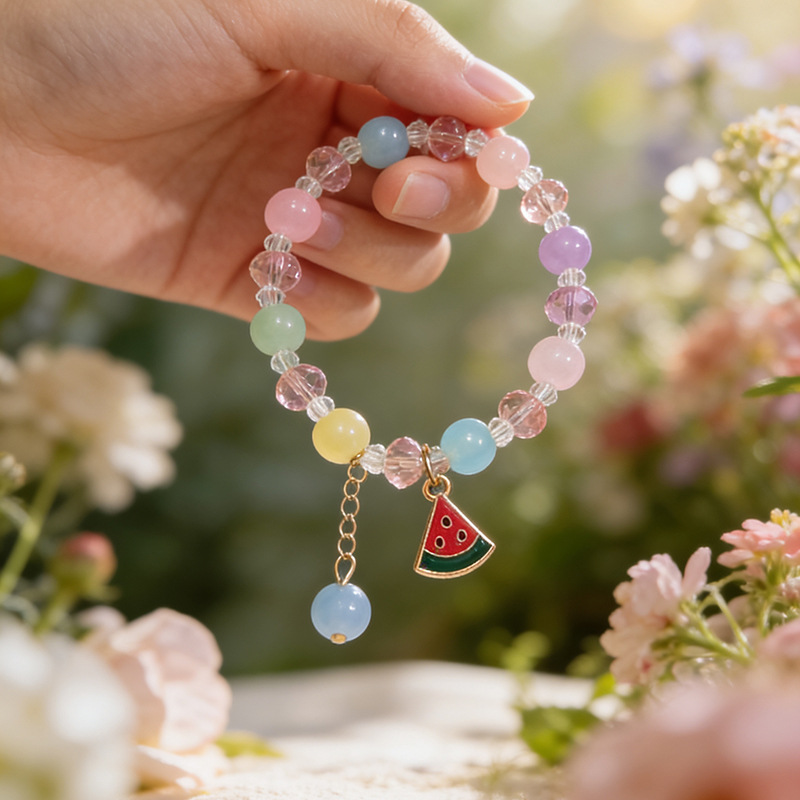 KT18 수박 혼합 색상 2색 유리 팔찌
