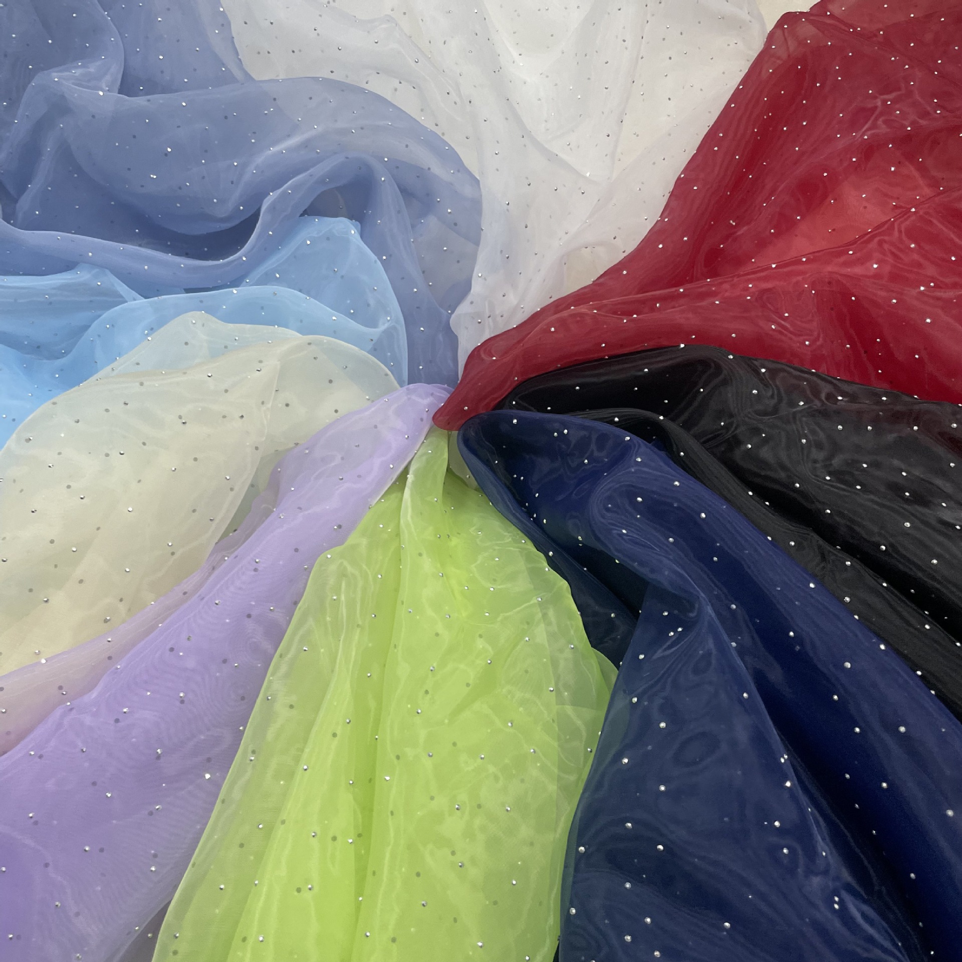 欧根纱水光透明纱烫钻布料4050特密纱工艺烫钻童装发饰LOLITA面料