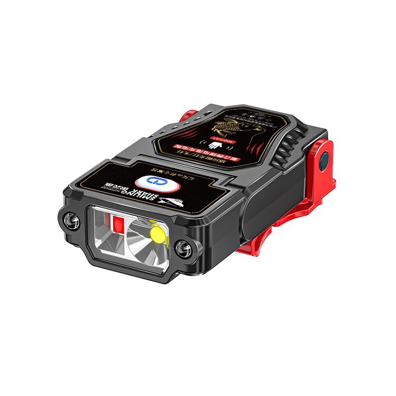 跨境新款户外感应帽夹灯头戴式强光野外超亮钓鱼灯超轻便携式头灯