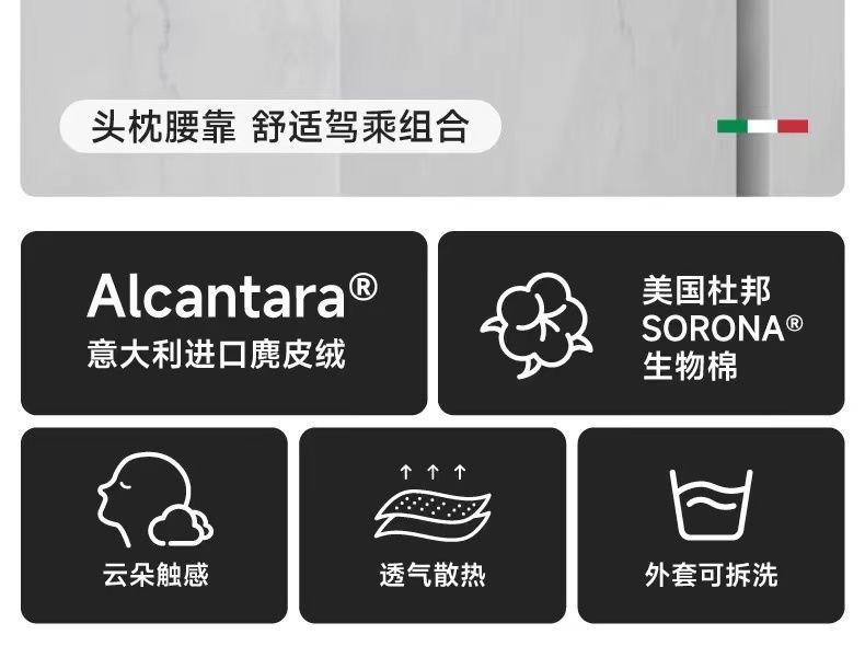 Suitable for Alcantare Maybach Car Headrest, S-Class Neck Pillow, Suede Car Lumbar Cushion, Mercedes-Benz Audi
