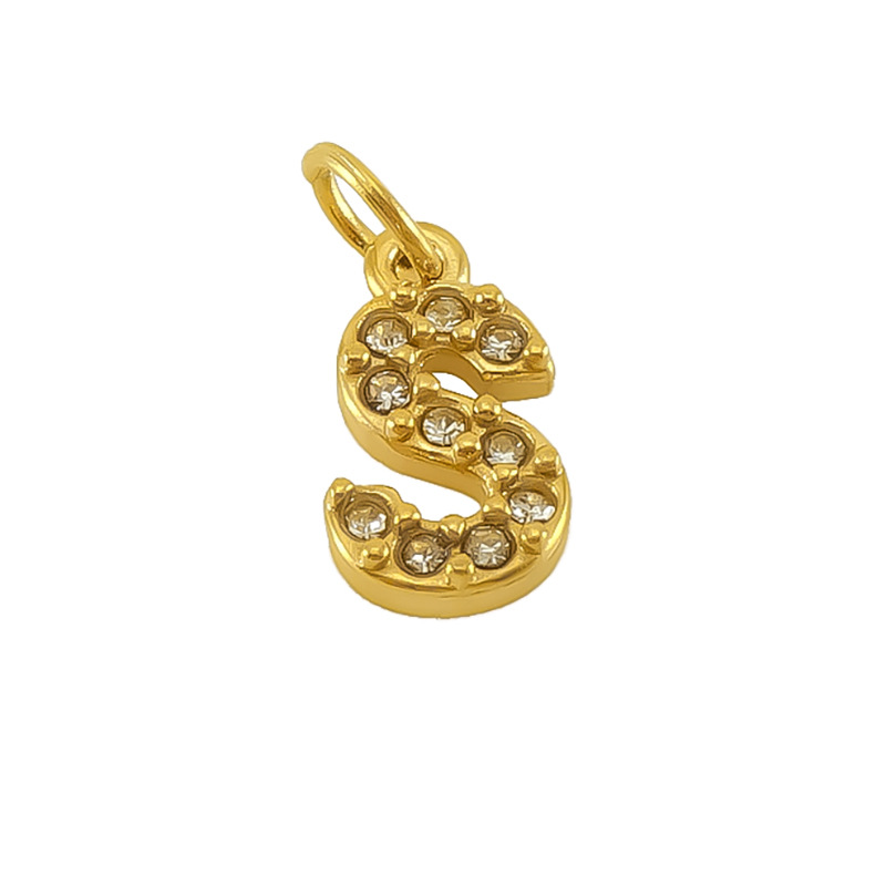 Nueva moda europea y americana de acero inoxidable con incrustaciones de diamantes 26 letras inglesas colgantes accesorios femeninos Advanced Advanced Mini letras joyas
