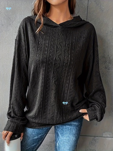 Plus Size Solid Hooded Sweatshirt for Women