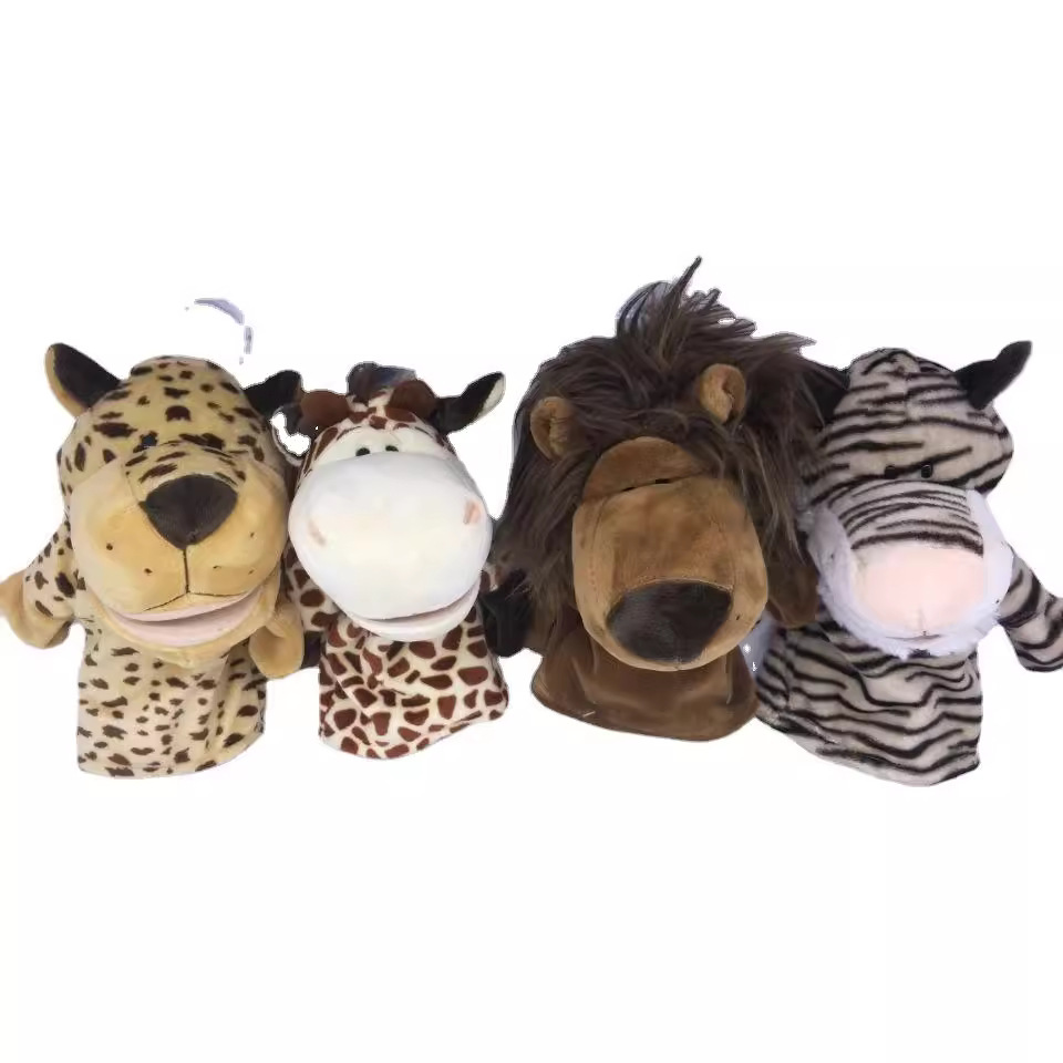 Estación independiente transfronteriza 24cm marioneta de mano de peluche juguete de felpa boca móvil de apertura abdominal palabras padre-hijo guantes de narración de cuentos