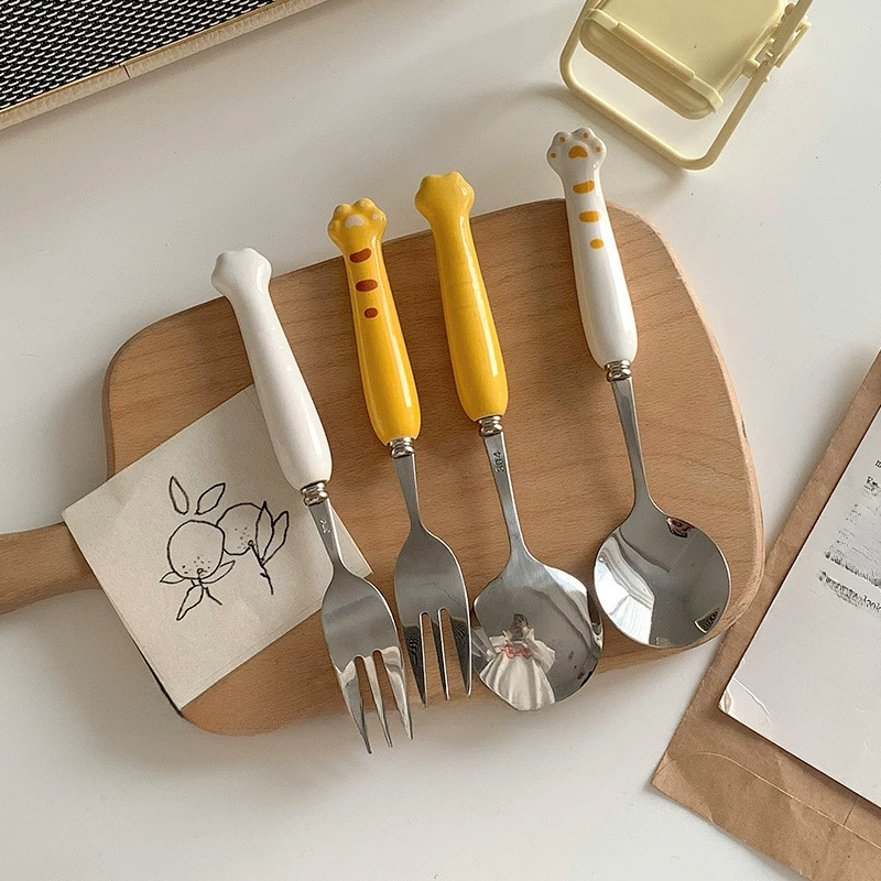 High quality spoon, cartoon children's ceramic tableware, internet celebrity