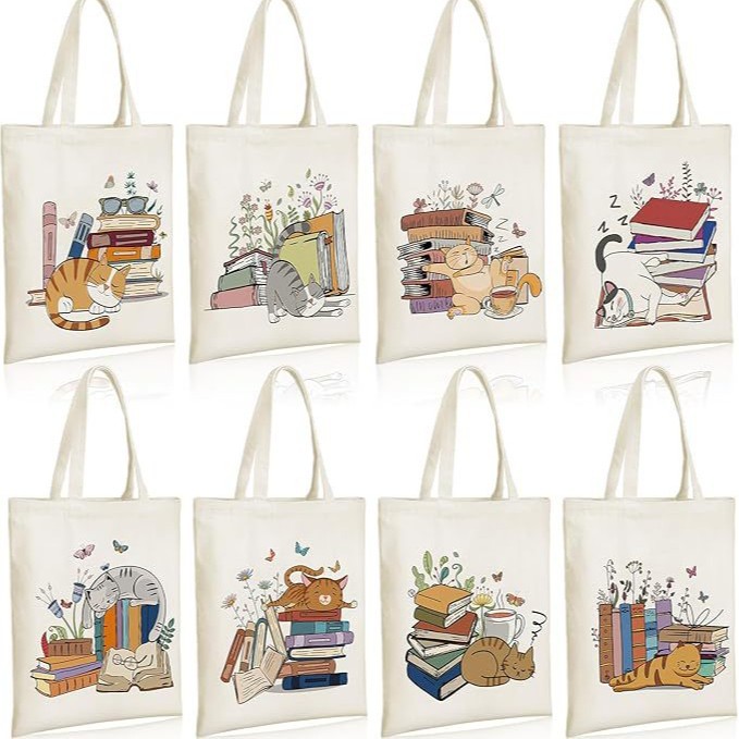 Libro personalizado transfronterizo de Amazon Juego de gato Bolsa de lona Viajes Inglés Almacenamiento Fábrica de gran capacidad al por mayor