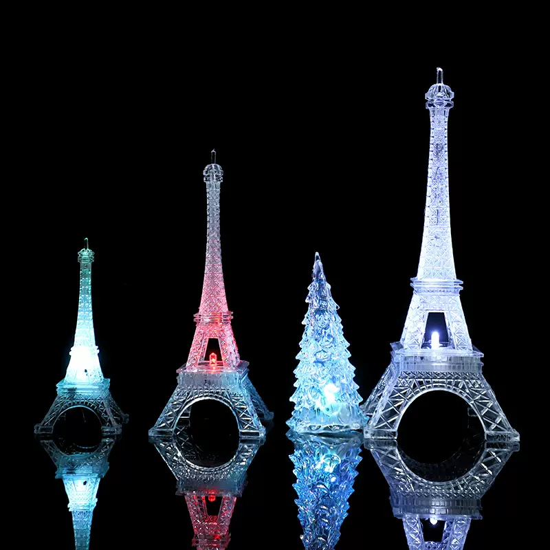 夜市地摊七彩小夜灯室内变色装饰灯创意巴黎埃菲尔铁塔发光摆件