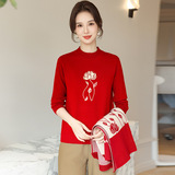 媽媽秋裝外套中老年女裝2025新款針織上衣兩件套50歲婦女毛衣開衫，女裝套裝/套裙，妃慕昵服飾