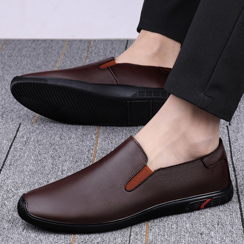 Men's shoes Loafers Peas shoes Men's casual leather shoes Men's cowhide breathable soft sole slip-on lazy driving shoes