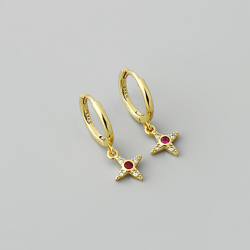 retro cross red zircon pendant earrings wholesale Nihaojewelrypicture1