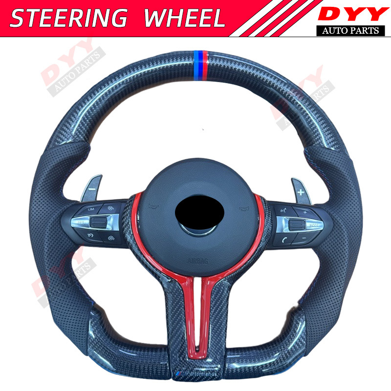 Fits BMW F10 F30 F20 Genuine Carbon Fiber with Airbag Full Leather Steering Wheel Modified D-shaped Carbon Fiber Steering Wheel